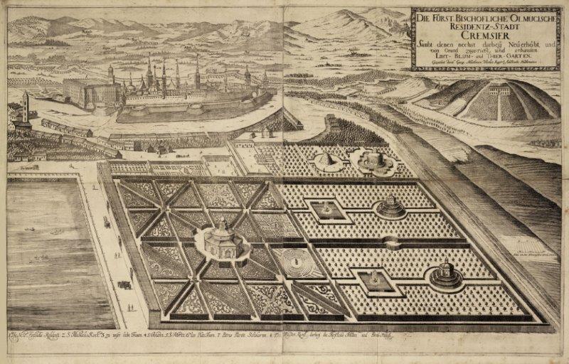 Pohled na Květnou zahradu Justus van den Nypoort 1691 Archiv Muzea umění Olomouc